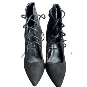 Charlotte Russe Black faux-suede lace-up stiletto pumps Size 6